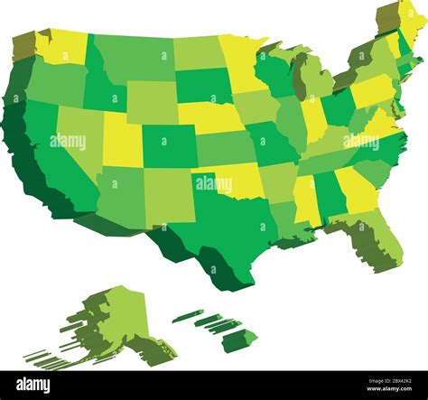 mapa 3d de estados unidos de américa ee uu dividido en estados