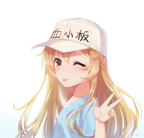 Platelet Sticking Her Tongue Out While Giving A Peace Sign
