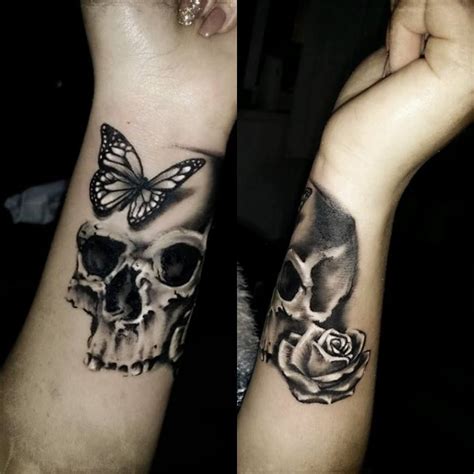 skull butterfly roses tattoo neck tattoos women tattoos girl tattoos