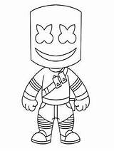 Fortnite Marshmello Marshmallow Roblox Coloringonly Peely Adults Fn Ausmalbilder Figur Malbuch Trooper sketch template