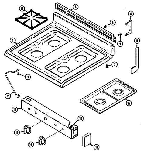 top assembly diagram parts list  model sta magic chef parts range parts searspartsdirect