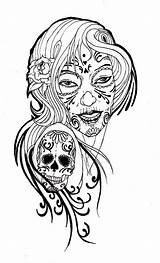 Skull Sugar Print Tattoo Clipart Coloring Pages Printable Drawing Designs Adult Flash Tattoos Adults Library Mexican Clip Cliparts Lady Girly sketch template