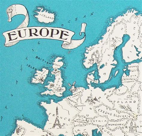 map of europe vintage map of europe a fun and funky little 1930s vintage picture map to