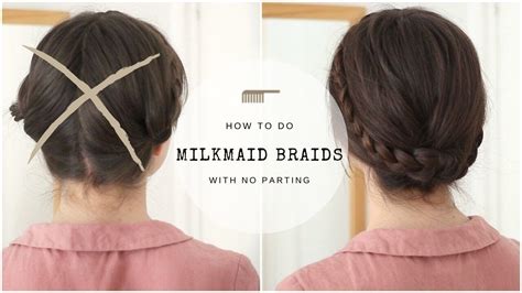 Milkmaid Braids With No Parting Quick Tutorial Youtube In 2020
