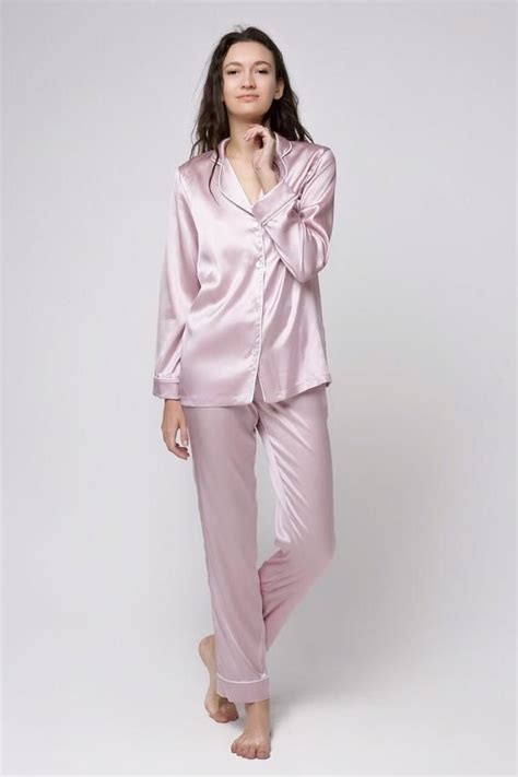 silk pajama set  woman stretch silk long pajamas silk pyjamas pink pajamas silk pajama pink