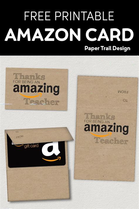printable amazon teacher gift card holder paper trail design