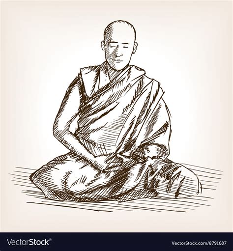 buddhist monk sketch style royalty  vector image