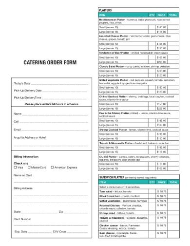 catering order form templates numbers pages word  excel
