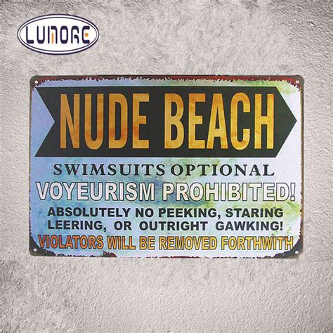 tin sign nude beach swimsuits optional voyeurism prohibited outdoor