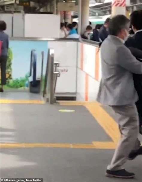 japanese schoolgirls chase down a chikan men who grope women on trains on a station