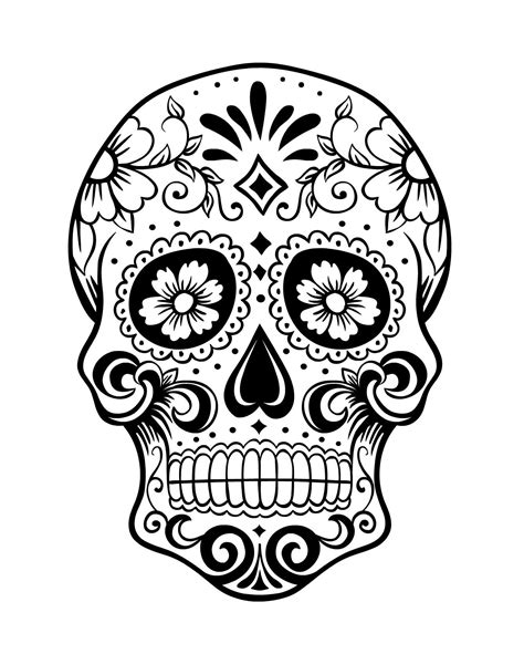 day   dead skull coloring page     pinterest