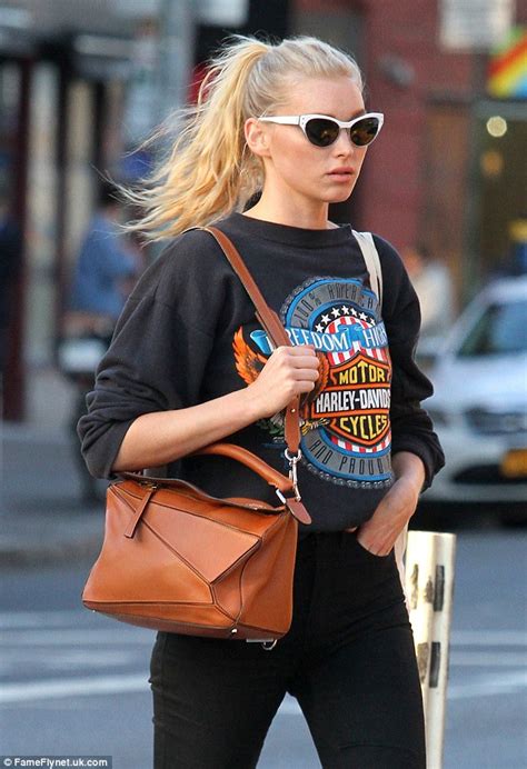 elsa hosk steps out in harley davidson sweater in new york daily mail online