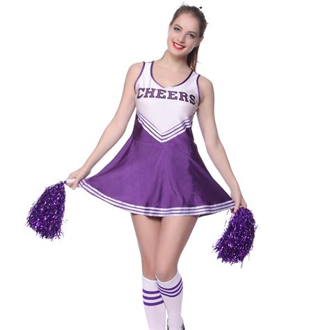 varsity cheer school girl cheerleader fancy dress up uniform w pom