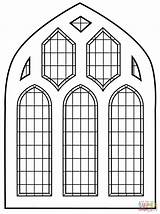 Coloring Pages Window Glass Stained Printable Church Drawing sketch template