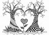 Heart Abstract Trees Coloring Line Book Shape Stock Vector Illustration Gmail Depositphotos sketch template