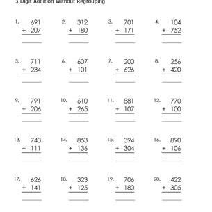 digit addition worksheets  regrouping
