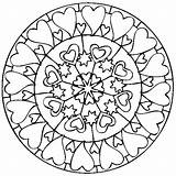 Mandala Coloring Pages Mandalas Valentines Adults Valentine Heart Easy Valentin Stress Hearts Zen Anti Saint Adult Kids Color Printable Amour sketch template
