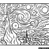 Gogh Starry Estrellada Famosos Noite Estrelada Quadros Sternennacht Quadri Artes Malvorlage Famosi Ausmalbild Lienzo Thecolor Desenhar Bordado Pittura Notte Stellata sketch template