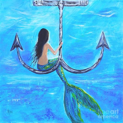 Mermaids Anchor Hangout Painting By Leslie Allen