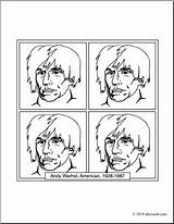 Warhol Colorare Abcteach Artisti Bezoeken sketch template