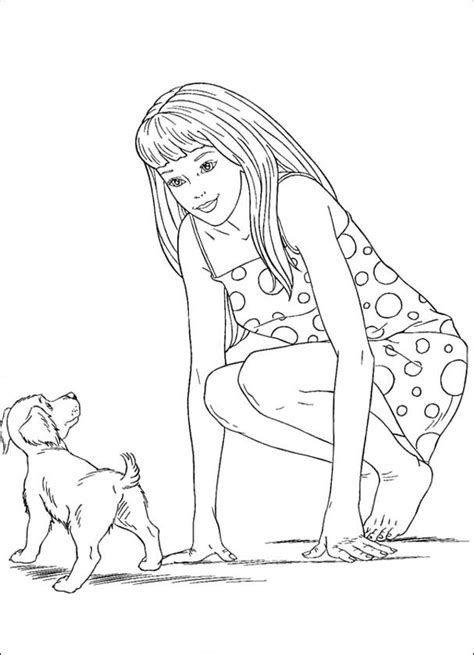 barbie  dog coloring page barbie dolls cartoon coloring pages