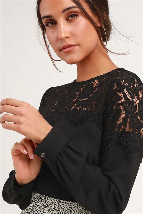 picture  black long sleeve lace top lace top long sleeve black lace top long sleeve