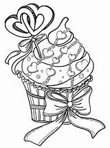 Coloring Pages Valentines Adults Valentine Adult Printable Color Kids Bestcoloringpagesforkids Cupcake Food sketch template