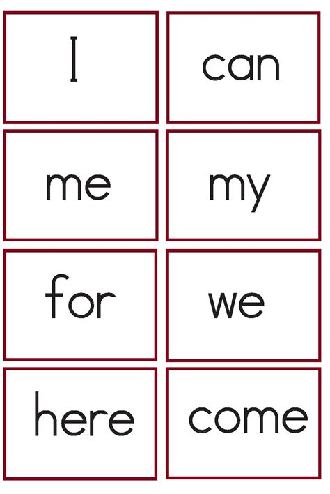 sight word flashcards  pictures printable