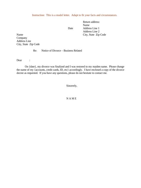 letter notice divorce form fill   sign printable  template