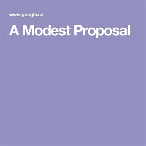 modest proposal modest proposal proposal modest