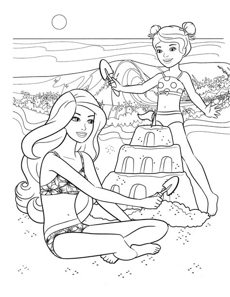 barbie beach coloring pages information coloringfile