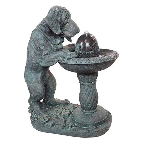 dog refreshing drink sculptural fountain ss design toscano   dog fountain dog