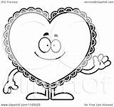Mascot Doily Waving Valentine Heart Clipart Cartoon Cory Thoman Outlined Coloring Vector sketch template