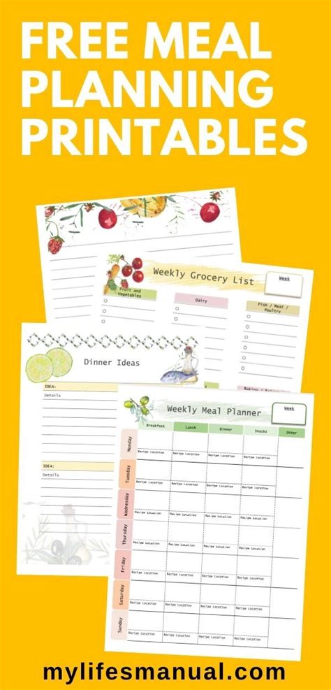 meal planning printables  meal planning printables meal