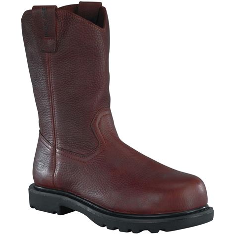 mens iron age  hauler composite toe wellington work boots brown  work boots
