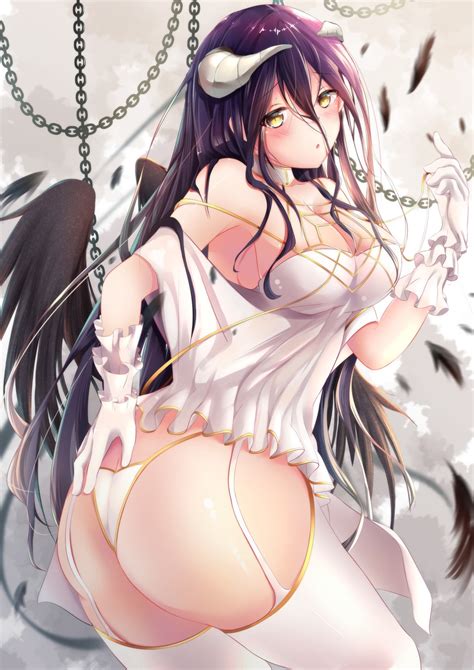 nue pixiv overlord albedo overlord ass cleavage horns pantsu stockings thighhighs thong