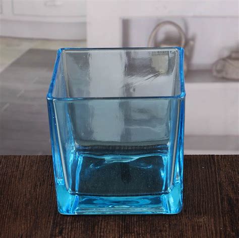 Large Square Glass Candle Holders Navy Blue Votive Candle