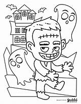 Halloween Coloring Pages Kids Frankenstein Cute Kid Printable Print Scary Book Monster Disney sketch template