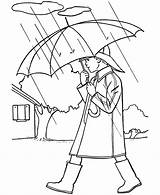 Coloring Umbrella Boy Holding Popular sketch template