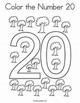 Number 20 Coloring Color Pages Worksheets Preschool Numbers Noodle Books Kids Twistynoodle Built California Usa Choose Board Twisty sketch template