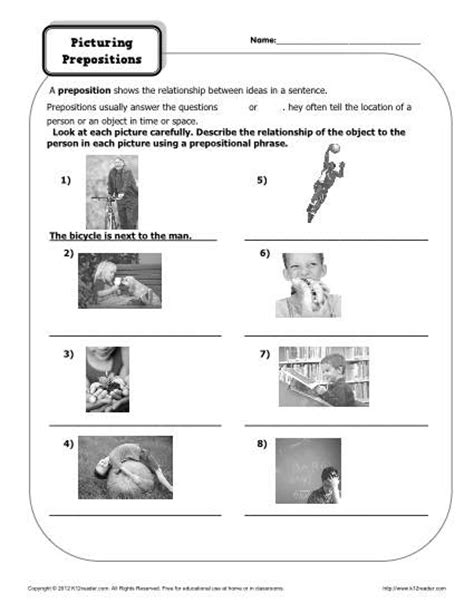 images  prepositional phrases worksheets printable