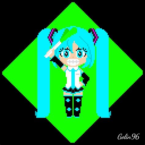 pixel art del personaje hatsune miku usada  representar una
