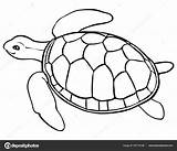 Turtle Coloring Line Kids Contour Vector Illustration Stock Depositphotos Preview sketch template