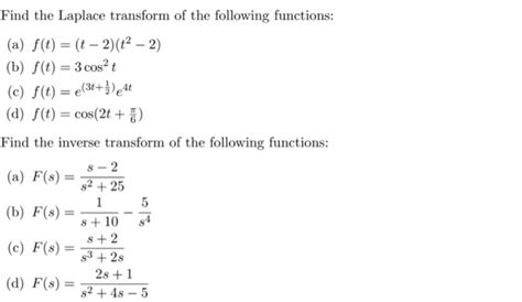 Solved Find The Laplace Transform Of The Following