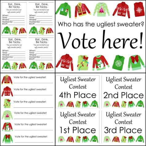 ugly christmas sweater voting ballots  printable