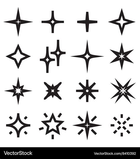 black sparkle star symbols royalty  vector image