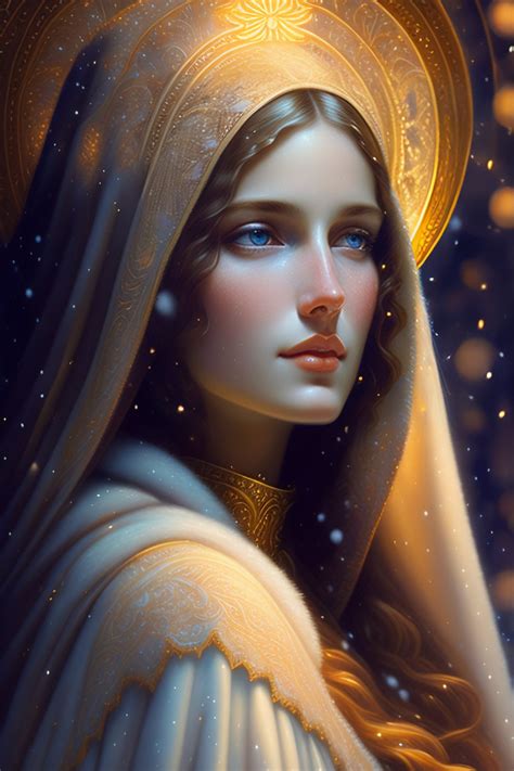 Lexica Virgin Mary Psychedelic Snowfall Diffused Lighting Fantasy