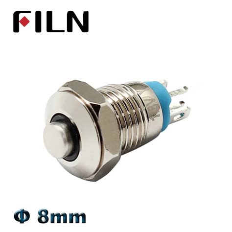 8mm Mini Metal Push Button Switch On Off Momentary High Head Switch 3v