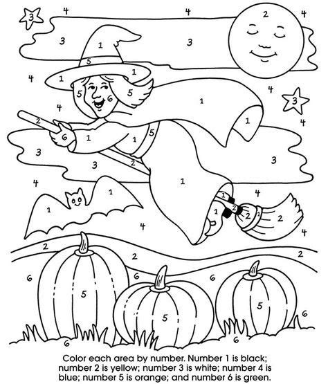 color  number halloween coloring page  images halloween