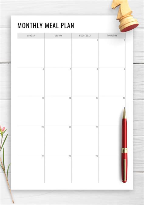 monthly meal planner template